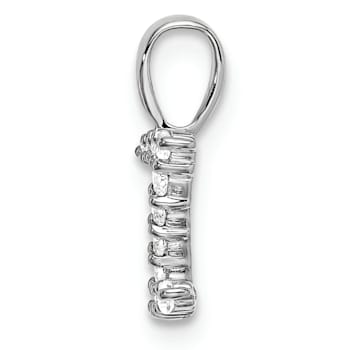 Rhodium Over 14K White Gold Lab Grown Diamond Letter Z Initial Pendant