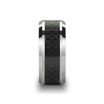 MAXIMUS Black Carbon Fiber Inlay Tungsten Carbide Wedding Band 10mm