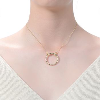 CZ Halo Solitaire Pendant In 14K Gold Over Sterling Silver