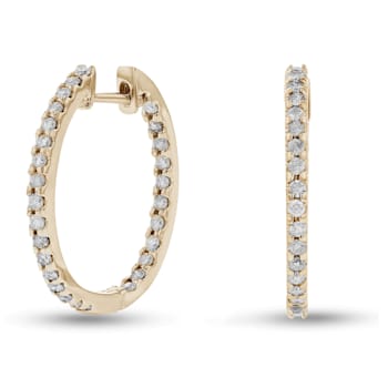 0.70ctw Diamond Hoop Earrings in 14k Yellow Gold