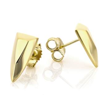 Polished Rectangular Bar Stud Earrings In 18K Gold Over Sterling Silver