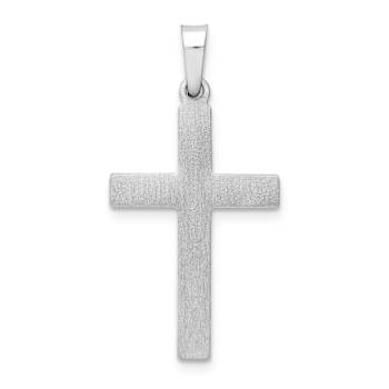 Rhodium Over 14k White Gold Brushed and Polished Latin Cross Pendant