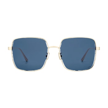 Dior Cannage SIU Gold Square Frame / Blue Lenses Sunglasses