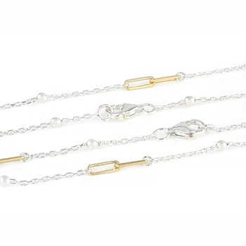 Two-Tone Paperclip Station 18 Inch Necklace And 7.25 Inch Bracelet Set
In Sterling Silver With 18K Gold Over Sterling Silver