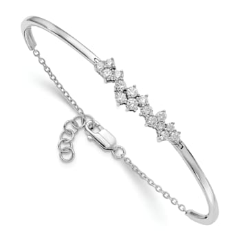 Rhodium Over 14k White Gold Diamond Bangle Bracelet