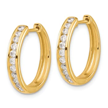 14K Yellow Gold Lab Grown Diamond SI1/SI2, G H I, Hinged Hoop Earrings
