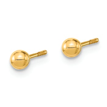 14k Yellow Gold Polished Set of 3mm Ball stud, CZ Flowers and Cross 3
Pair Earrings Set