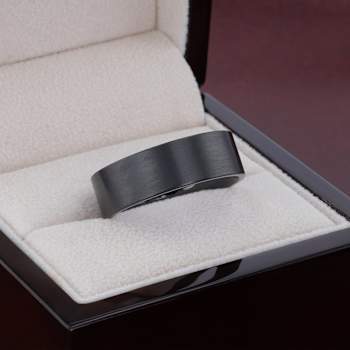 SAN ANTONIO Flat Black Tungsten Carbide Band with Brushed Finish 8mm