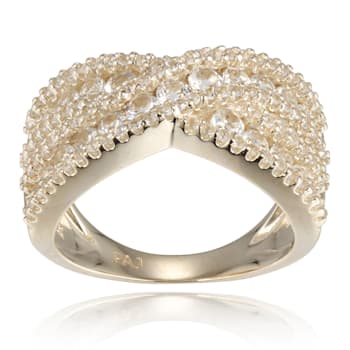 White Topaz Rhodium Over 10k White Gold Ring