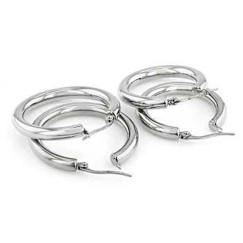 Silver-Tone Hoop Earring Set Of 2