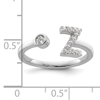 Rhodium Over 14K White Gold Lab Grown Diamond VS/SI GH, Initial Z
Adjustable Ring