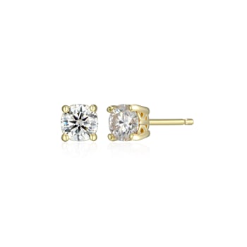 Moissanite 14k Yellow Gold Over Silver Stud Earrings 0.46ctw DEW