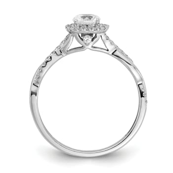 Rhodium Over 10K White Gold Eternal Promise Lab Grown Diamond Halo Ring 0.62ctw