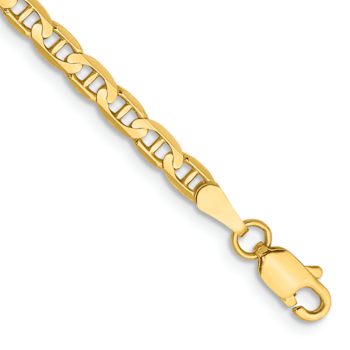 10k Yellow Gold 3mm Concave Mariner Link Bracelet