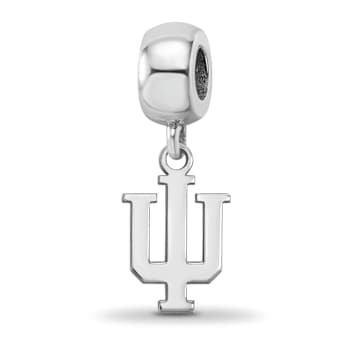 Sterling Silver Rhodium-plated LogoArt Indiana University Small Dangle Bead