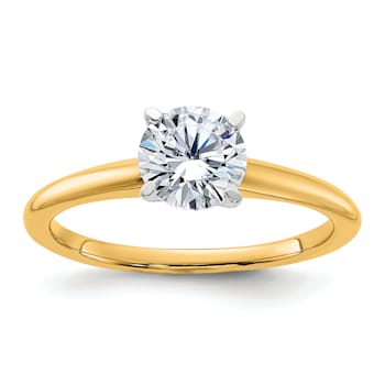 14K Yellow Gold With White Gold Accents 1 ct. D E F Pure Light Round
Moissanite Solitaire Ring