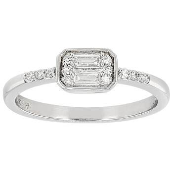 DaInty Lab-Grown Diamond Cluster Ring In Sterling Silver 0.15ctw