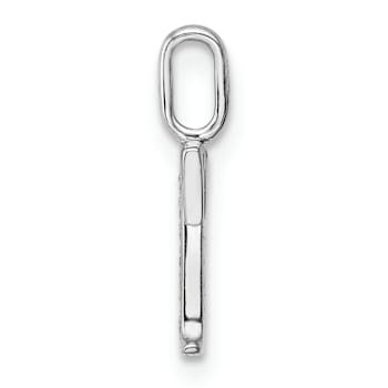 14K White Gold Diamond Letter T Initial Pendant