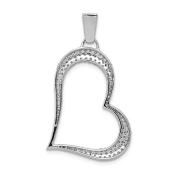 Rhodium Over 14k White Gold Diamond Heart Pendant