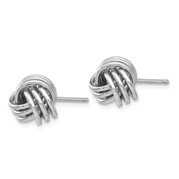 Rhodium Over 14k White Gold 8mm Ridged Love Knot Stud Earrings