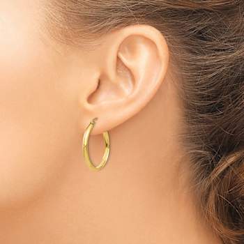 14k Yellow Gold Polished 1" Hoop Earrings