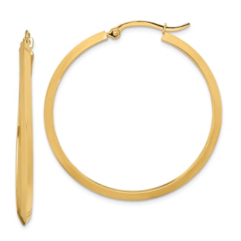 14k Yellow Gold Polished 1 9/16" Hoop Earrings
