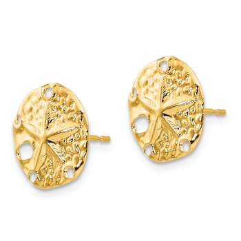 14K Yellow Gold Sand Dollar Post Earrings