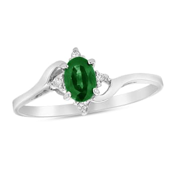0.43ctw Emerald and Diamond Ring in 14k White Gold