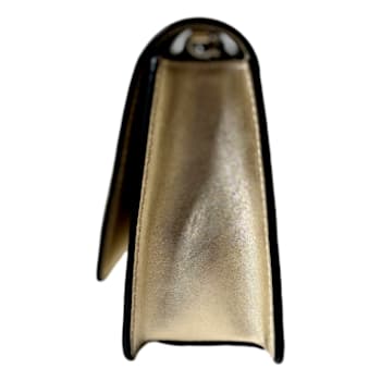 Jimmy Choo Kalina Crossbody Clutch Bag Crystal Logo Metallic Gold Color
