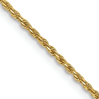 14k Yellow Gold 1.15mm Solid Diamond-Cut Rope 14 Inch Chain