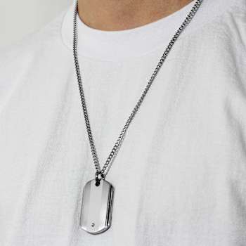 Robert Alton Men's Dog Tag Pendant With Chain In Titanium