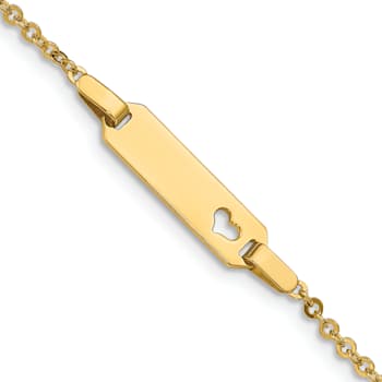 14k Yellow Gold Children's Heart ID Bracelet
