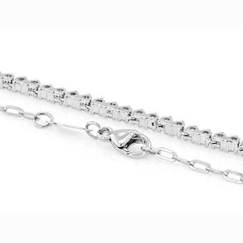 DaInty Lab-Grown Diamond Station Necklace 1ctw In Sterling Silver