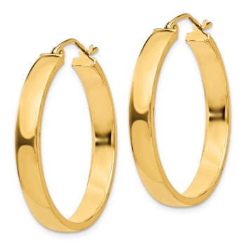 14k Yellow Gold 1 1/8" Polished Hoop Earrings