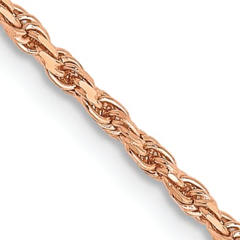 14k Rose Gold 1.8mm Solid Diamond-Cut Rope 16 Inch Chain