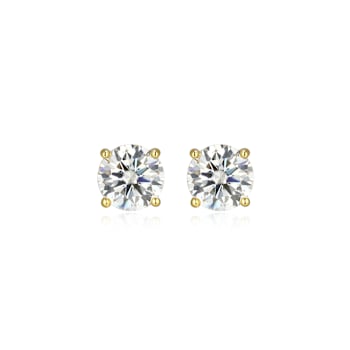 Round Moissanite 14k Yellow Gold Over Silver Stud Earrings 2.00ctw DEW
