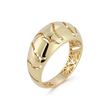 Bellissima Gold 14K Yellow Gold Open Ridged Dome Ring