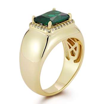 Rachel Zoe Green CZ Halo Dome Ring in 14K Gold Over Sterling Silver