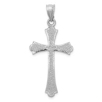 Rhodium Over 14k White Gold Satin Cross Pendant