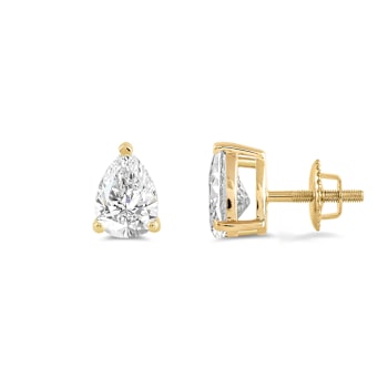 White Cubic Zirconia 14k Yellow Gold Studs With Velvet Gift Box 2.00ctw