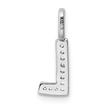 14K White Gold Diamond Letter L Initial Pendant