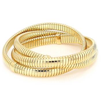 Omega Twist Multi-Row Bracelet In 18K Gold Over Bronze