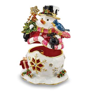 HOLLY JOLLY Snowman Trinket Box