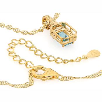 Blue Zircon And White Zircon Pendant Necklace In 18K Gold Over Sterling
Silver 1.75ctw