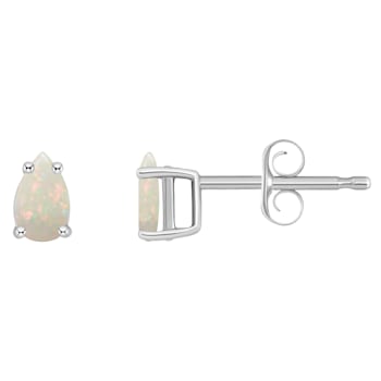 5x3mm Pear Shape Opal 14k White Gold Stud Earrings