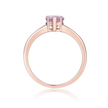 Heart Shape Amethyst 14K Rose Gold Over Sterling Silver Solitaire Ring, 0.85ct