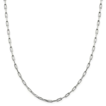 Sterling Silver 3.25mm Elongated Open Link Chain Necklace