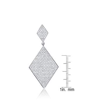 CZ Geometric Pave Drop Earrings In Sterling Silver