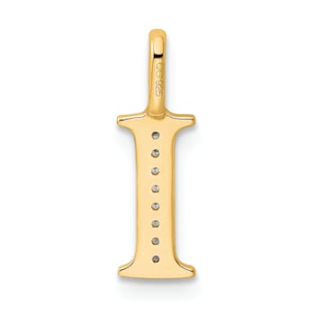 14K Yellow Gold Diamond Letter I Initial Pendant