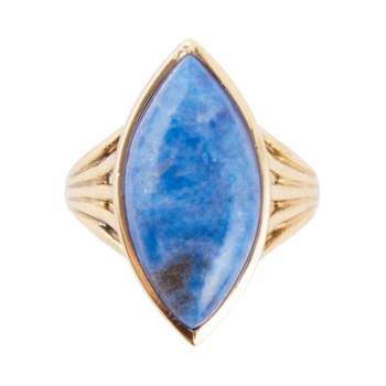 Barse Lapis Lazuli Marquise Statement Ring In Bronze